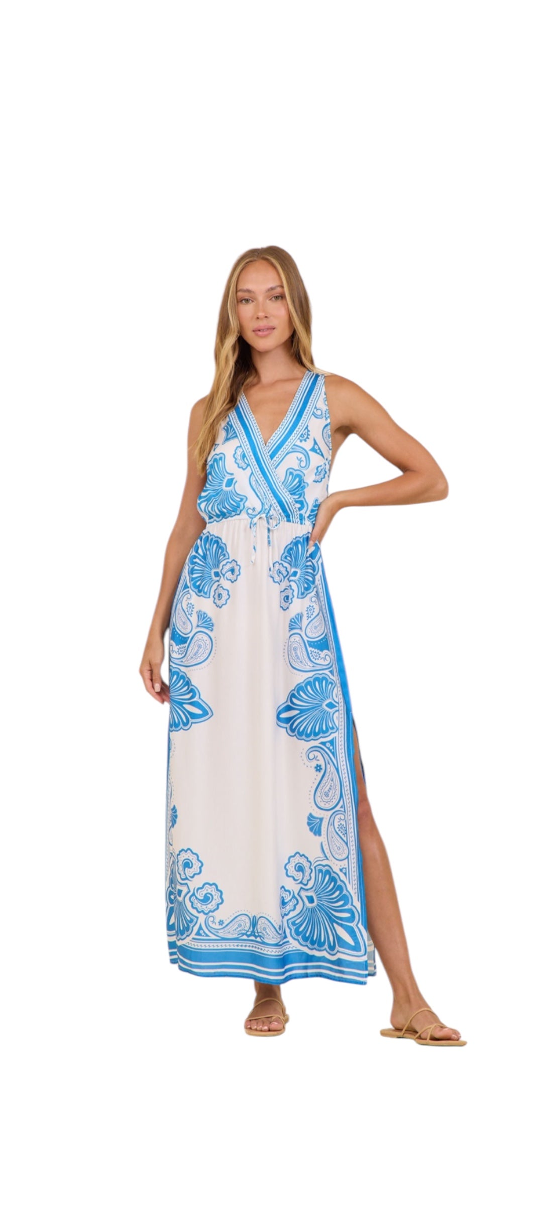 Blue Patterned Beach Cover Up