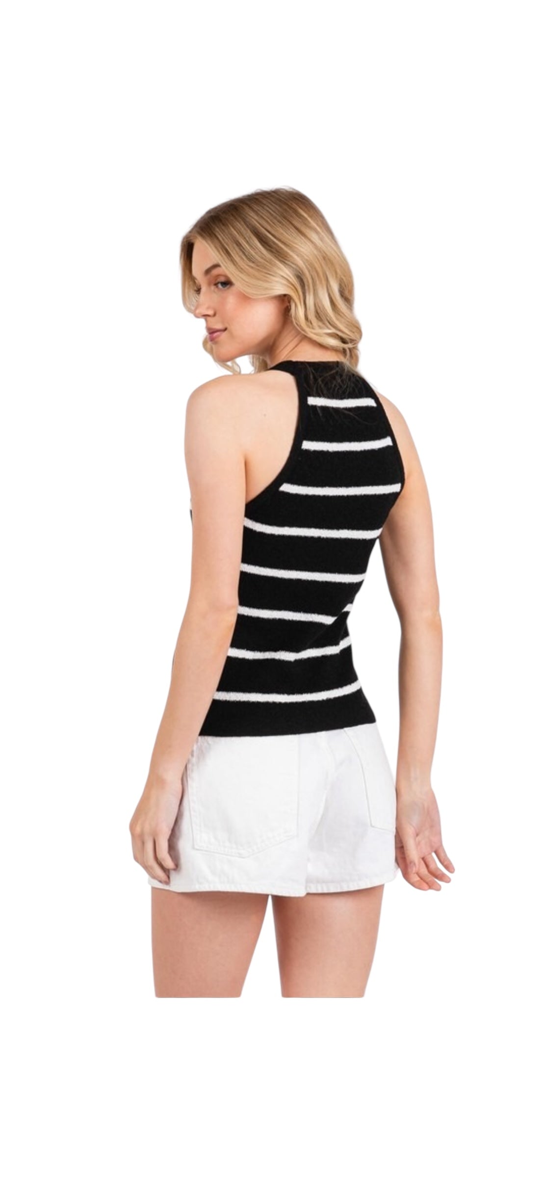 Black Striped Halter Top