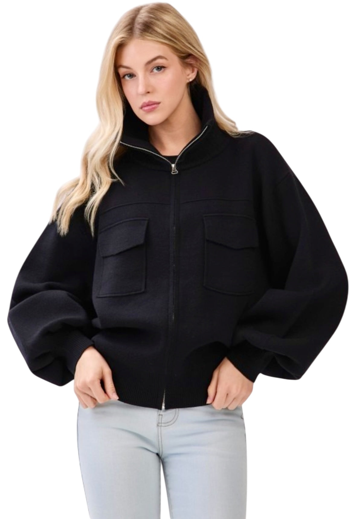 Black Zip Up Pocket Jacket