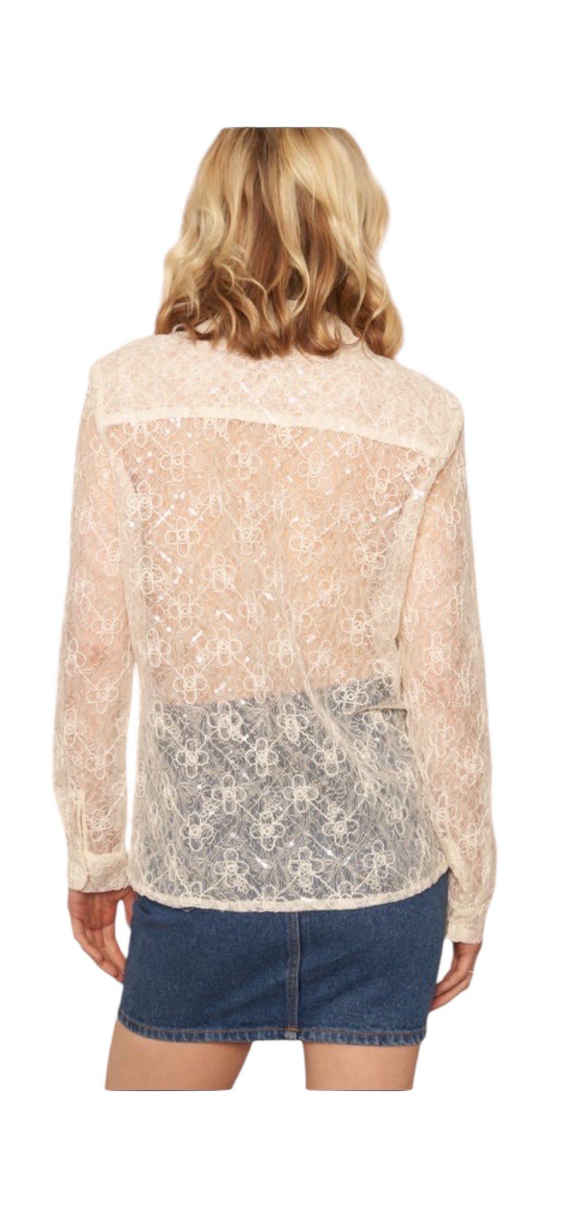 Cream Blouse with Floral Detailing