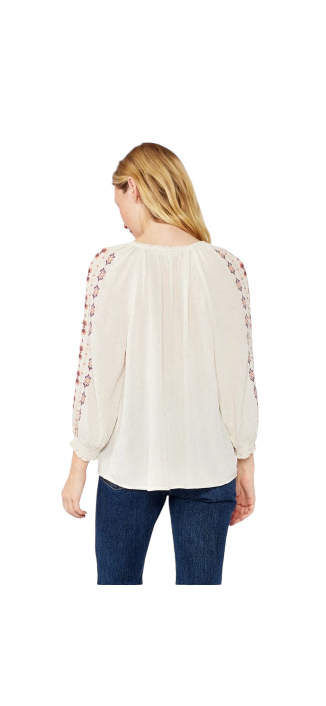 Beige Flowy Blouse with Natural Detailing