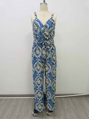 Blue Patterned Jumpsuit