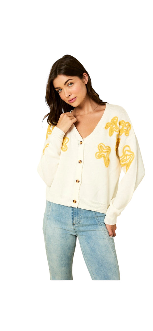 Embroidered Flower Cardigan