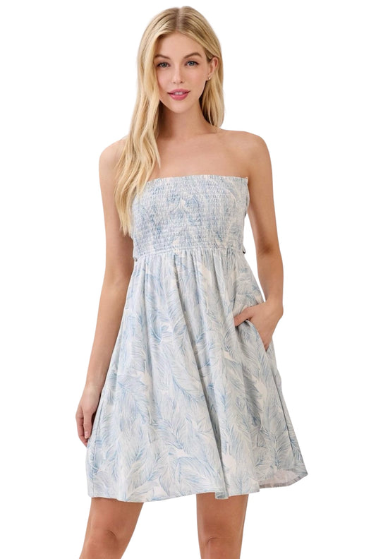 Strapless Printed Dress