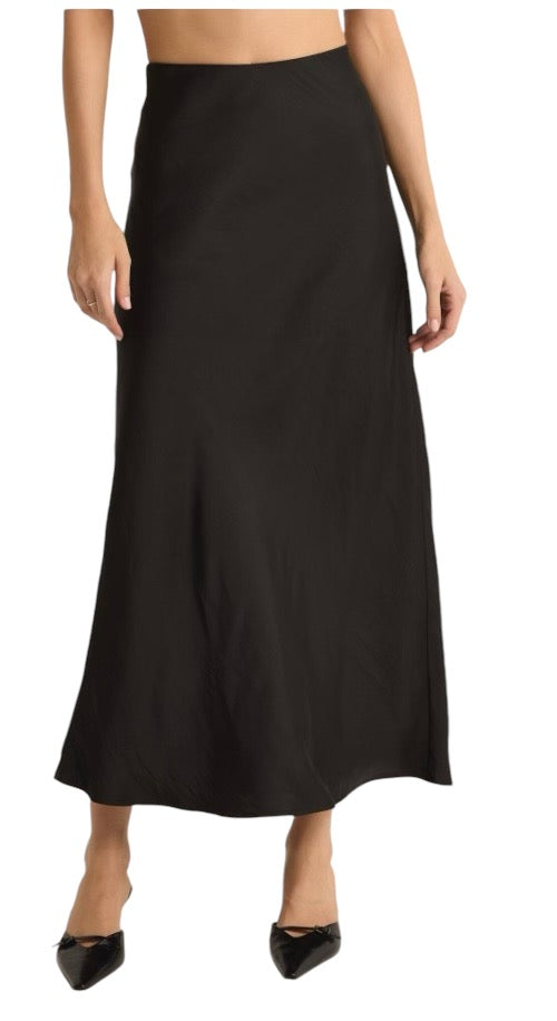 Black Satin Maxi Skirt