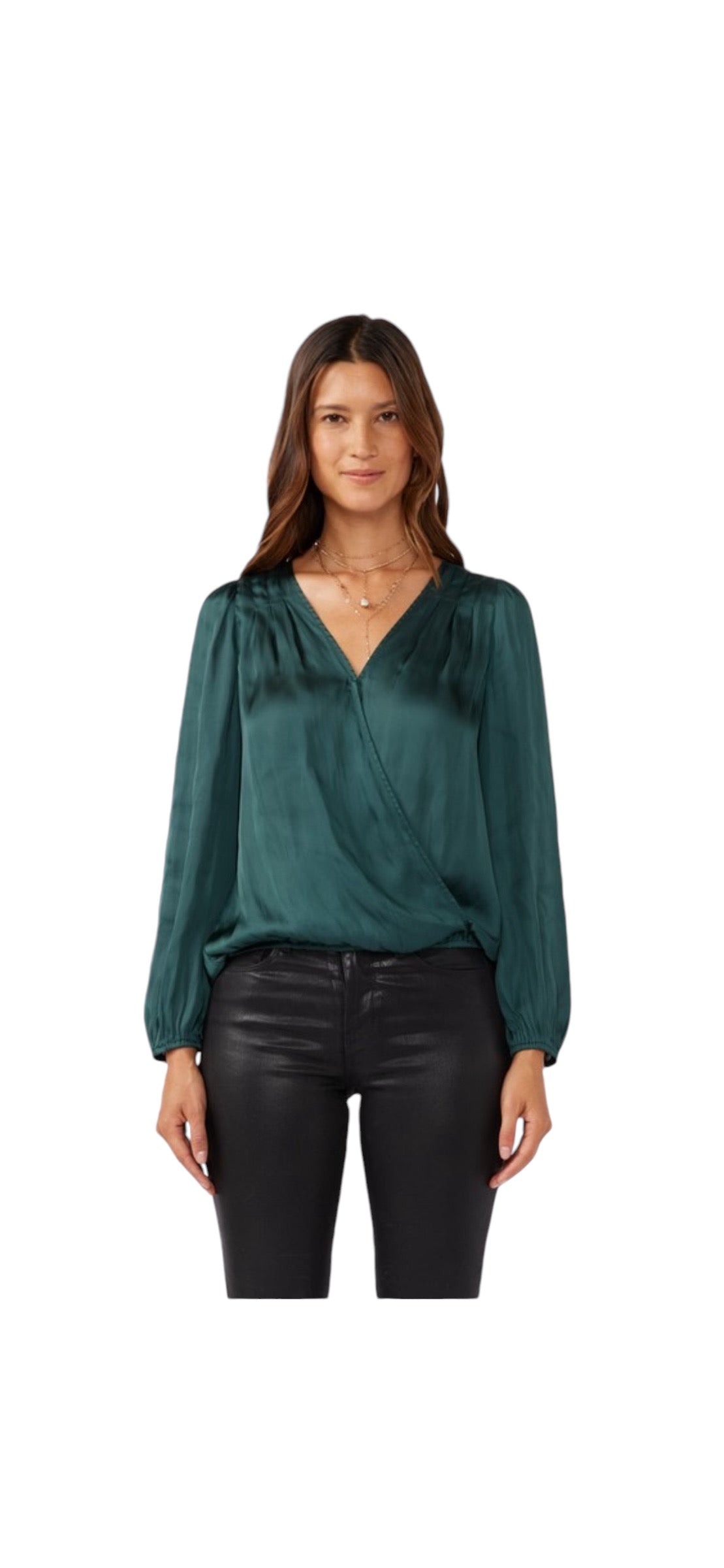 Satin Forest Green Blouse