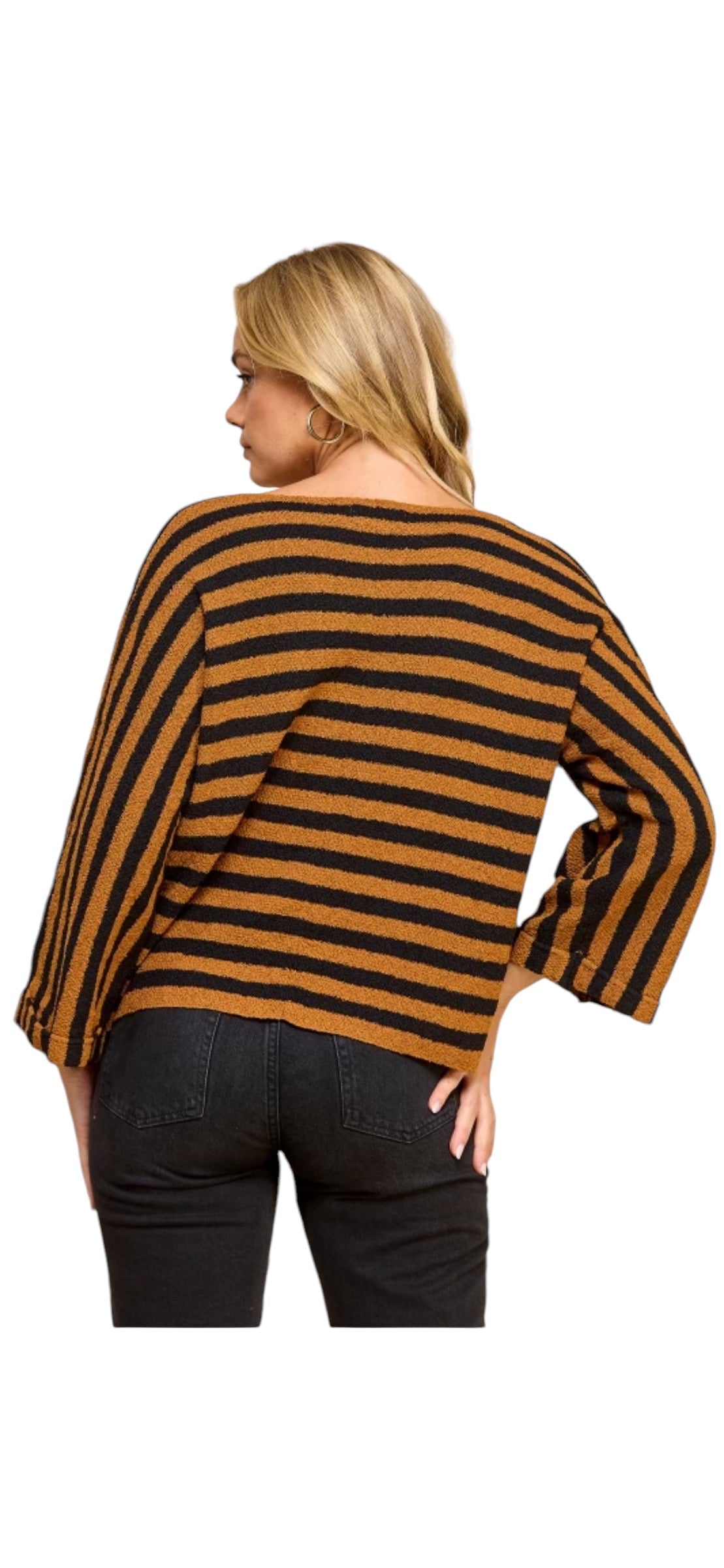 Orange and Black Striped Sweater