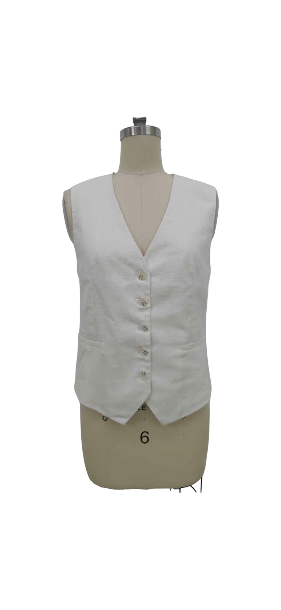 White Button Up Linen Vest