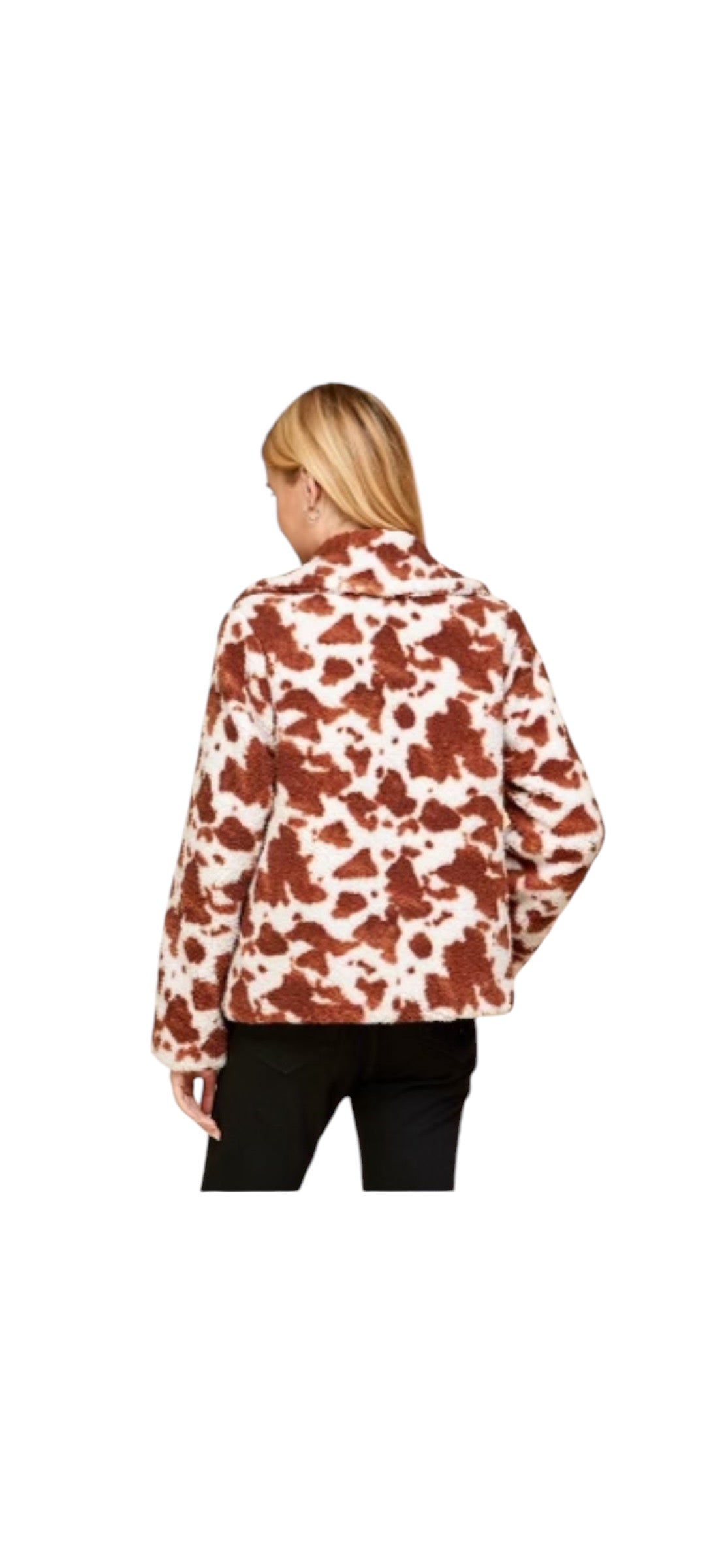 Faux Cowhide Fuzzy Jacket