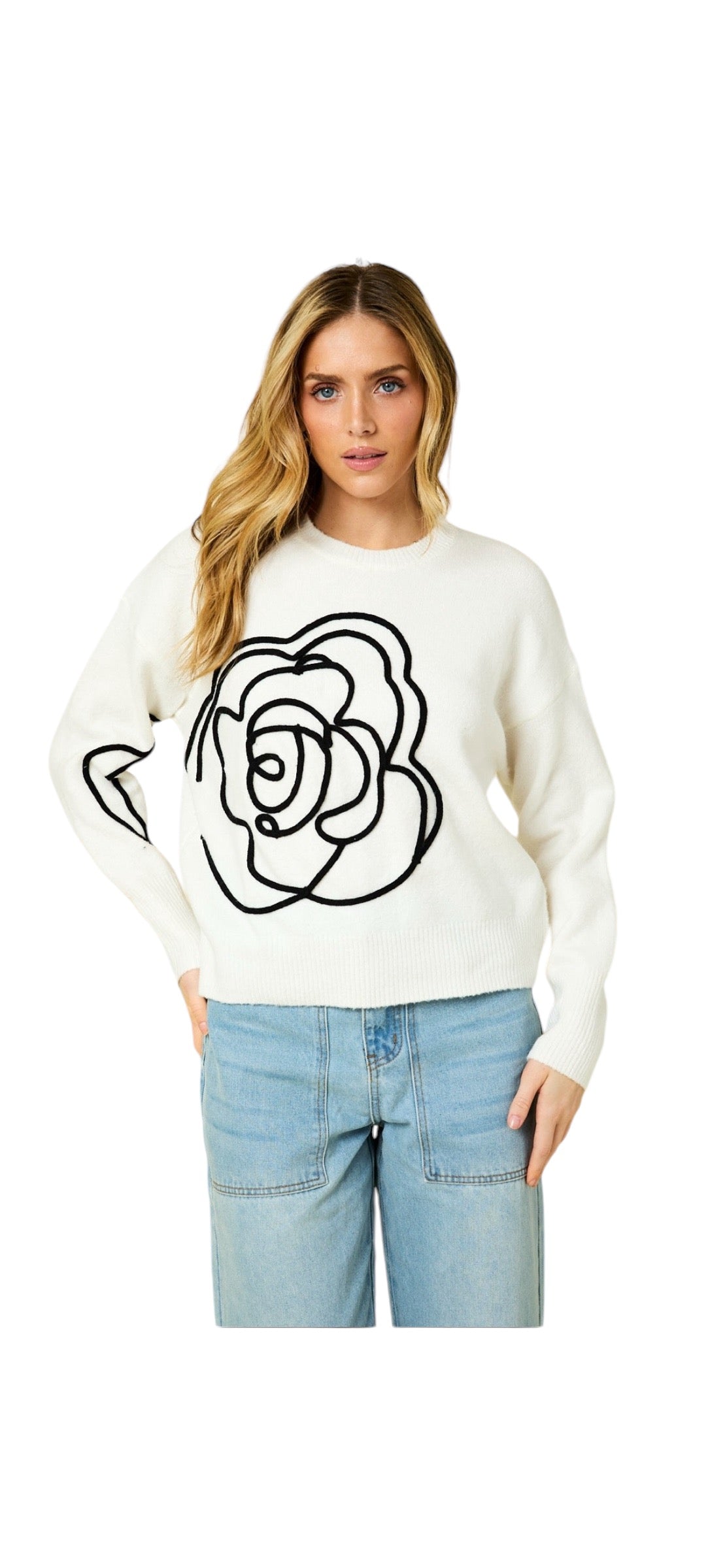 Abstract Rose Sweater