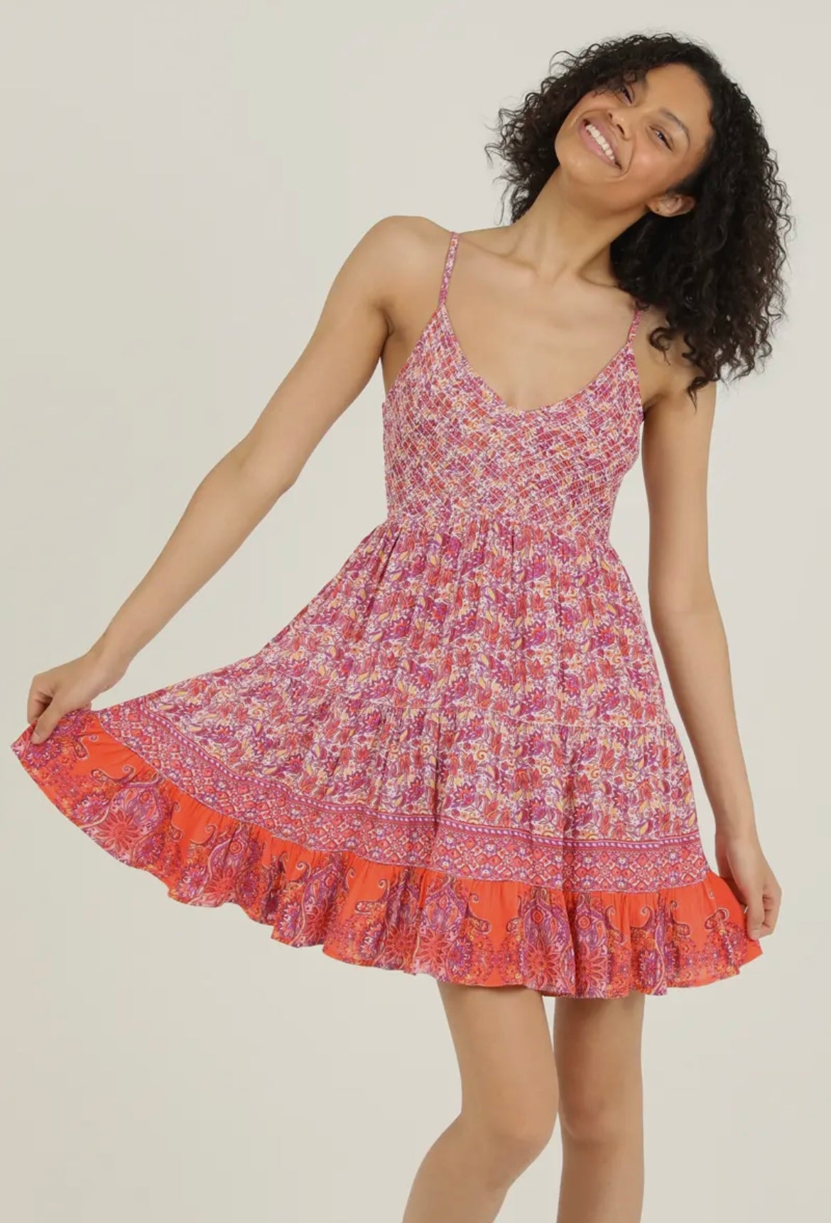 Pink Pattern Mini Dress