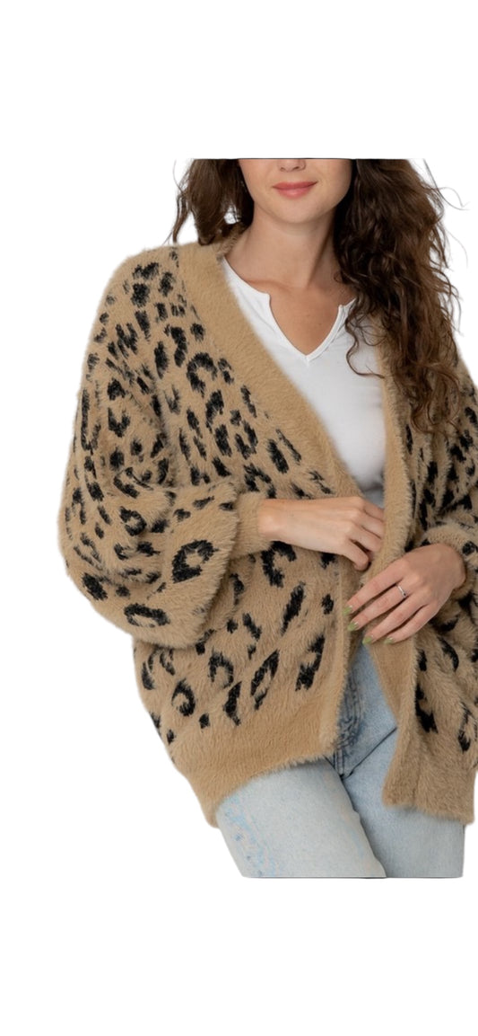 Oversized Cheetah Print Cardigan