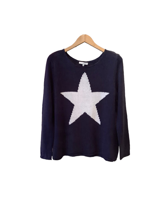 Navy Blue Knitted Star Sweater