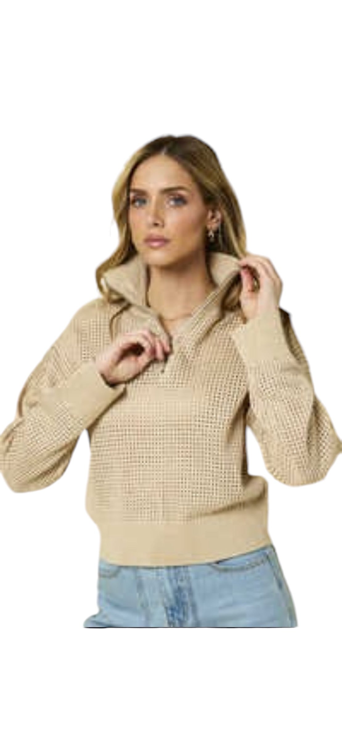 Tan Knit Quarter Zip